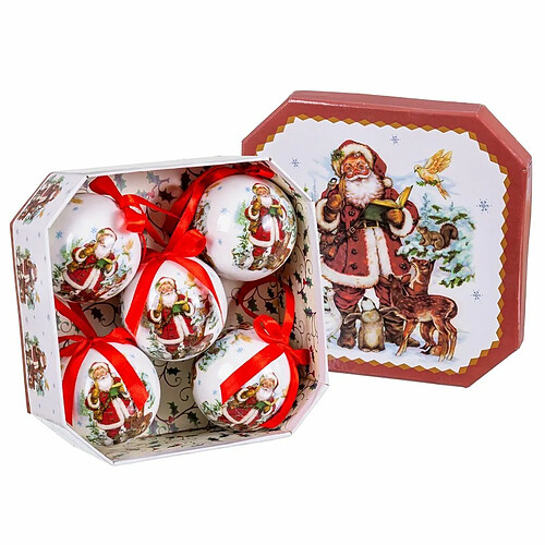 BigBuy Christmas Boules de Noël Multicouleur Papier Polyfoam Père Noël 7,5 x 7,5 x 7,5 cm (5 Unités)