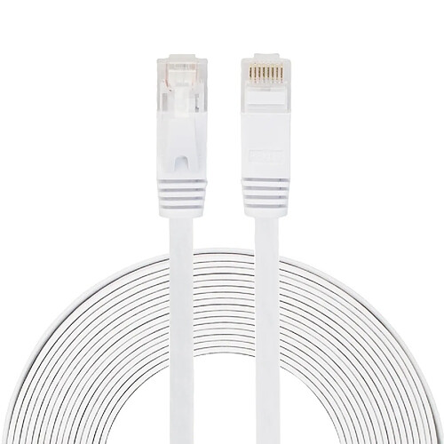 Wewoo Câble réseau LAN plat Ethernet blanc ultra-plat 8m CAT6, cordon RJ45