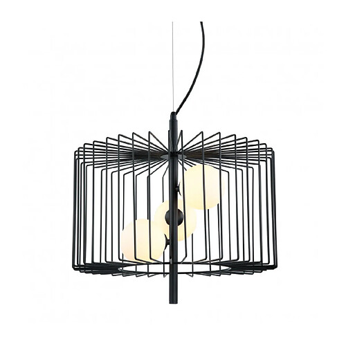 Luminaire Center Suspension moderne Daren Noir, verre et acier