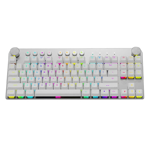 Universal Clavier gaming mécanique MK11 USB et sans fil BT 3.0 RGB rétroéclairé commutable clavier gaming à 87 touches | clavier (blanc)