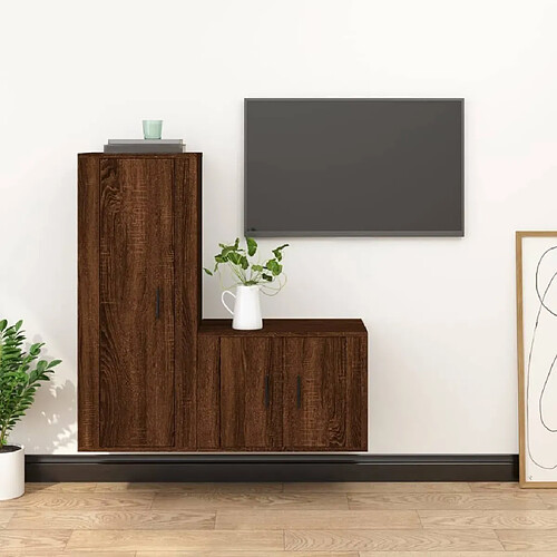 Maison Chic Ensemble de meubles TV 2 pcs pour salon - Chêne marron Bois d'ingénierie -MN68581