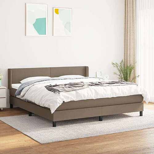 vidaXL Sommier à lattes de lit avec matelas Taupe 160x200 cm Tissu