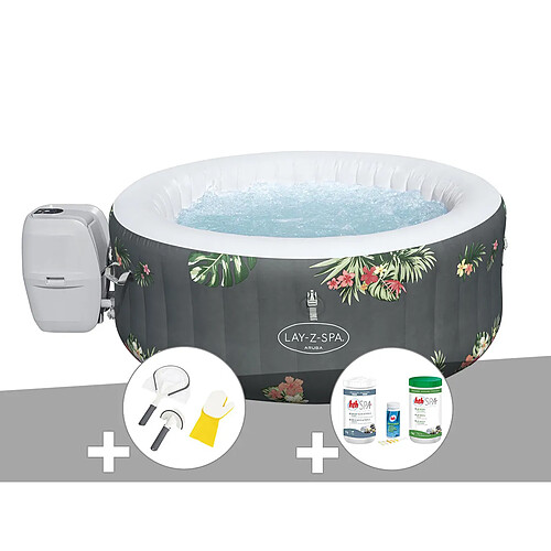 Kit spa gonflable Bestway Lay-Z-Spa Aruba rond Airjet 2/3 places + Kit traitement brome + Kit de nettoyage