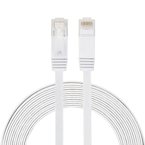 Wewoo Câble réseau LAN plat Ethernet blanc ultra-plat CAT6 5m, cordon RJ45