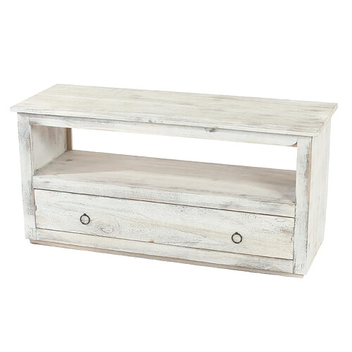 Mendler Table basse de salon, meuble bas, commode, 1 tiroir, shabby chic, vintage, blanc