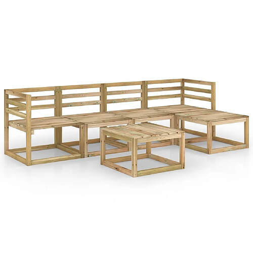 Maison Chic Salon de jardin 6 pcs - Table et chaises d'extérieur - Mobilier/Meubles de jardin Moderne bois de pin imprégné de vert -MN84329