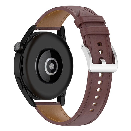 Bracelet en cuir véritable marron foncé pour votre Samsung Galaxy Watch3 45mm/Huawei Watch GT 3/Honor Watch GS3/Garmin/Xiaomi Mi Watch S1 22mm