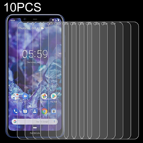 Wewoo Film de verre trempé de 10 PCS 0.26mm 9H 2.5D pour Nokia 5.1 Plus X5