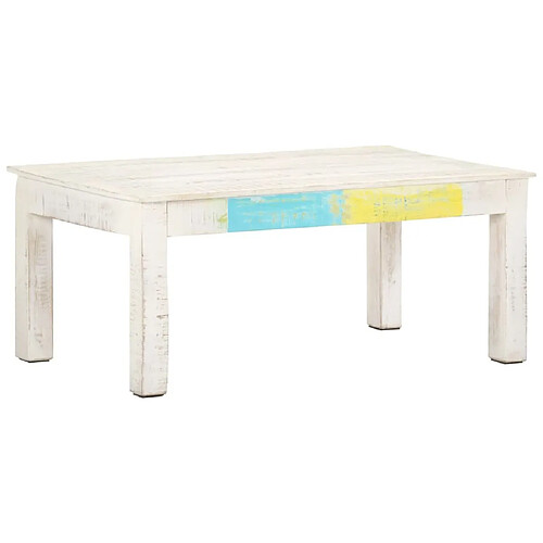 Maison Chic Table basse,Table Console Table d'appoint, Table pour salon Blanc 110x60x45 cm Bois de manguier massif -MN68164