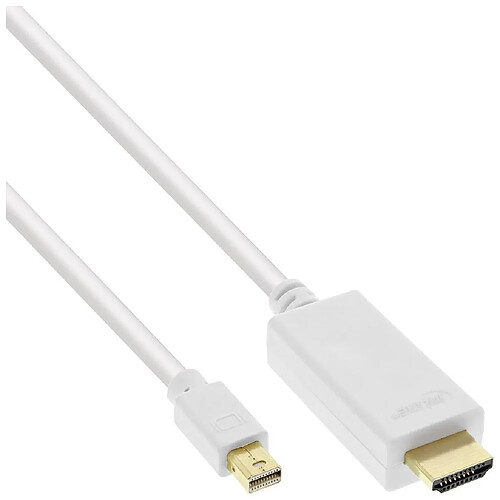 Alpexe Câble convertisseur InLine® Mini DisplayPort vers HDMI avec audio, 4K / 60Hz, blanc, 0,5 m