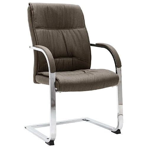 Helloshop26 Chaise fauteuil siège de bureau informatique étude cantilever tissu taupe 02_0023997