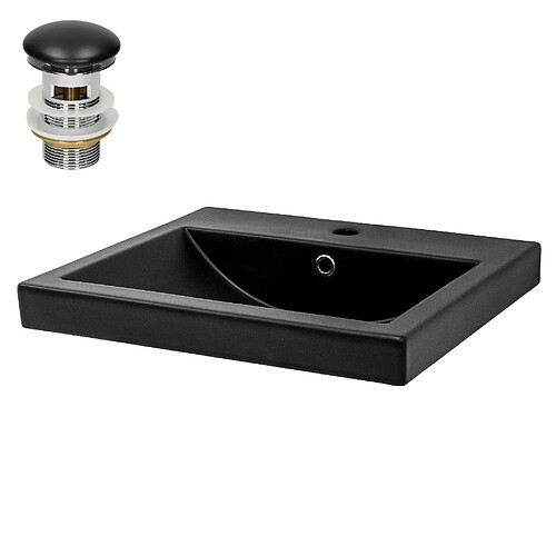 ML DESIGN MODERN LIVING Lavabo en céramique avec vidage Lavabo 535 x 460 x 165 mm noir