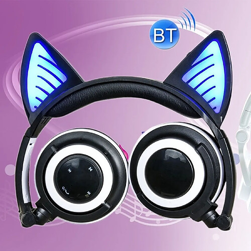 Wewoo Pour iPhone, Galaxy, Huawei, Xiaomi, noir LG, HTC et autres smartphone Pliable sans fil Bluetooth V4.2 Glowing Cat casque d'oreille de jeu avec LED Light & Mic,