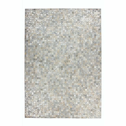 Paris Prix Tapis Patchwork en Cuir Rocket Gris & Argent 80 x 150 cm