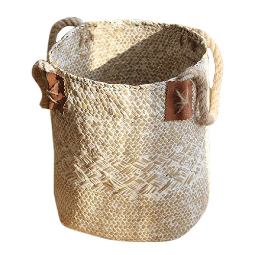 gazon naturel en rotin tressé en osier panier porte-pots de fleurs de jardin blanc l