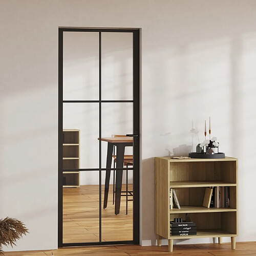 vidaXL Porte intérieure Verre ESG et aluminium 76x201,5 cm Noir