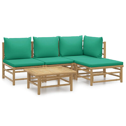 Maison Chic Salon de jardin 5 pcs + coussins - Mobilier/Meubles de jardin - Table et chaises d'extérieur vert bambou -MN75357