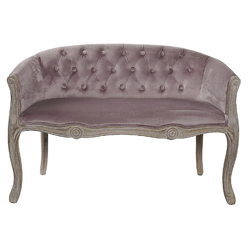 Pegane Canapé de salon en polyester rose et bois naturel - longueur 107 x profondeur 61 x hauteur 71 cm