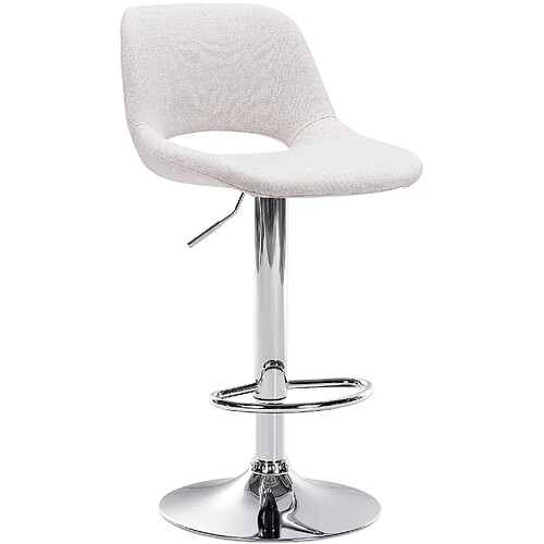 Decoshop26 Tabouret de bar chaise haute x1 avec repose-pieds en tissu crème piètement métallique chromé 10_0004611