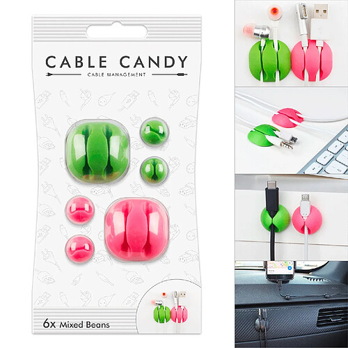 Cable Candy - Porte-câble et Gestion des câbles - Mixed Beans Mix - Vert & Rose