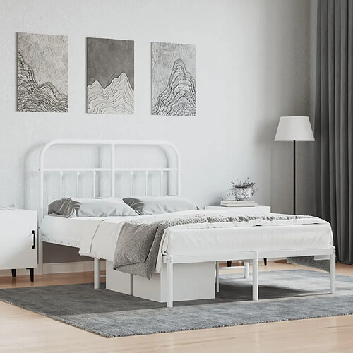 Maison Chic Lit adulte - Cadre de lit métal avec tête de lit pour chambre blanc 120x190 cm -MN10233