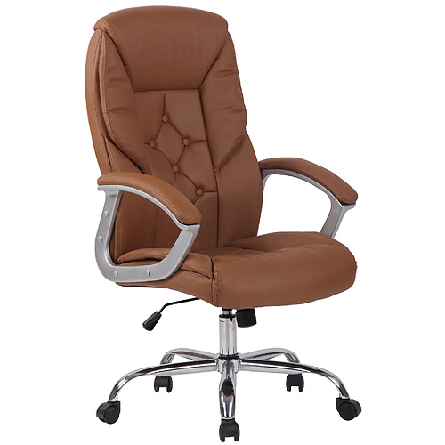 Decoshop26 Fauteuil de bureau XXL jusqu’à 210 kg réglable en hauteur et pivotant PVC marron clair et métal chromé 10_0002391