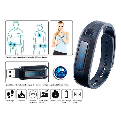 Newgen Medicals Bracelet fitness Bluetooth 4.0 ''FBT-50'' avec analyse du sommeil