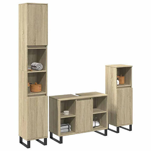 vidaXL Ensemble de meubles de salle de bain 3 pcs chêne sonoma