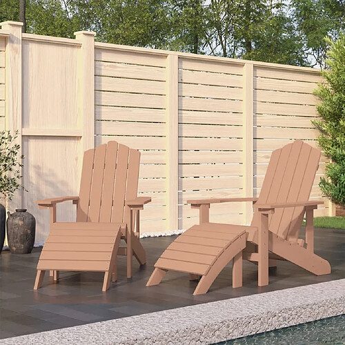 vidaXL Chaises de jardin Adirondack lot de 2 repose-pieds PEHD Marron