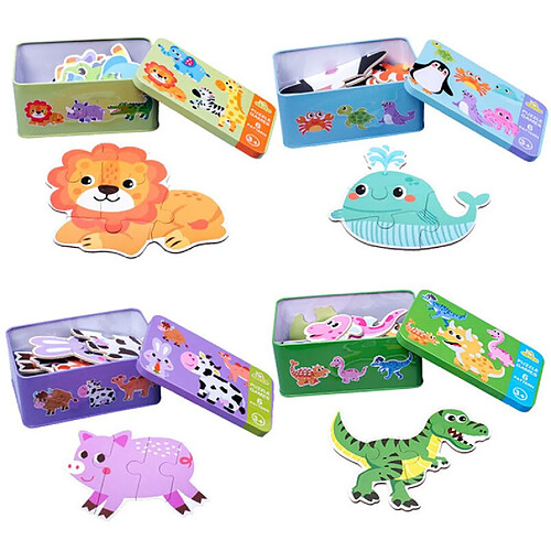 Universal 4pcs grande taille enfants jeux montessori puzzle en bois jouets dessin animé animaux trafic dinosaures puzzle en bois assorti puzzle jouets pour enfants | puzzle