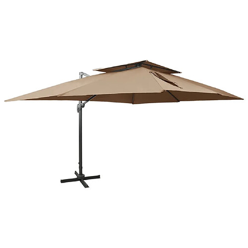 vidaXL Parasol de jardin en porte-à-faux avec double toit taupe