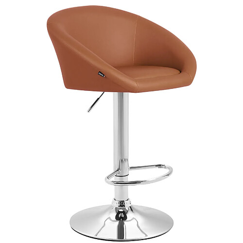 Decoshop26 Tabouret de bar x1 réglable et pivotant dossier arrondi en PVC marron clair piètemet en métal chromé 10_0005208