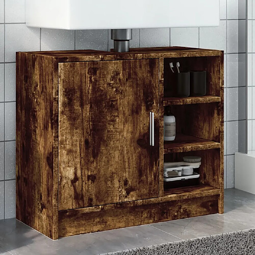 vidaXL Armoire de lavabo chêne fumé 63x29x55 cm bois d'ingénierie