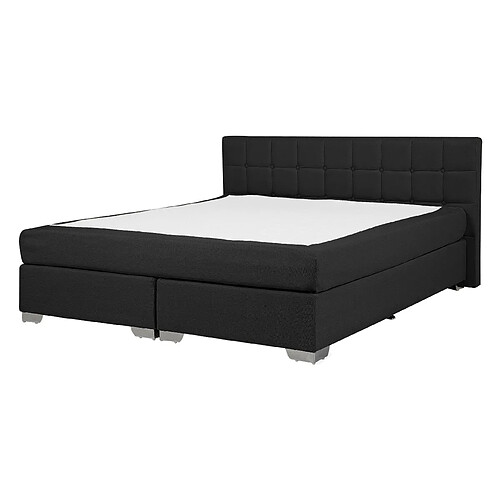 Beliani Lit boxspring en tissu noir 140 x 200 cm ADMIRAL