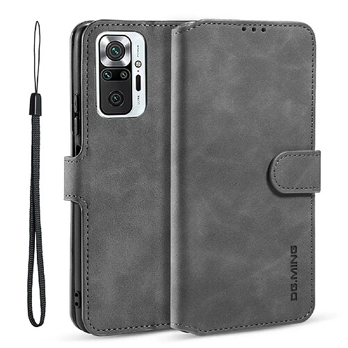 Dg.Ming Etui en PU Style rétro avec support gris pour votre Xiaomi Redmi Note 10 Pro