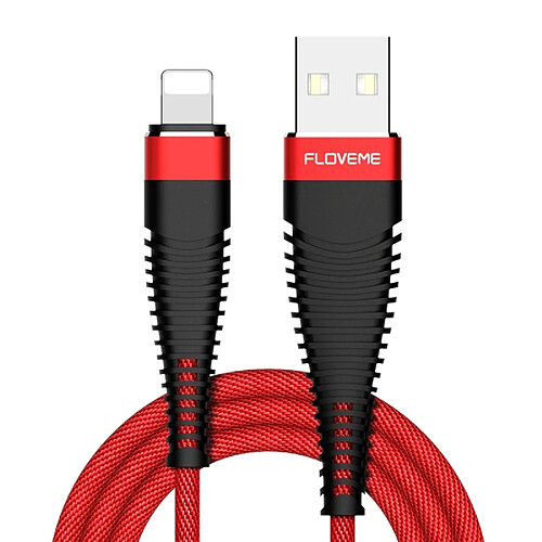 Wewoo Câble rouge pour iPhone X / 8 et 8 Plus / 7 7 Plus / 6 6s / 6 Plus 6s Plus 2m 2A USB à Lightning 8 broches tissu + alliage d'aluminium Data Cable de synchronisation de synchronisation,