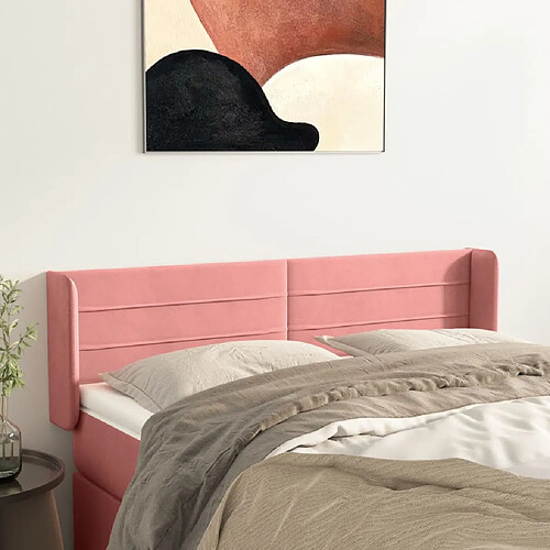 vidaXL Tête de lit avec oreilles Rose 147x16x78/88 cm Velours