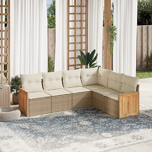 vidaXL Salon de jardin avec coussins 6 pcs beige résine tressée