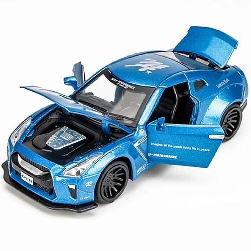 Universal 1: 32 jours Skyline ARES GTR R34 R35 Voiture jouet moulée sous pression Modèle de voiture jouet métallique Haute simulation Retraite Collection de jouets pour enfants | Voiture jouet moulée sous pression(Bleu)