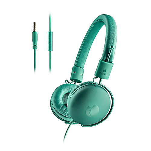 NGS CROSS HOP TEAL: Casque avec microphone et connexion jack 3,5 mm. Fonction mains libres. Câble de 150 cm. Couleur verte