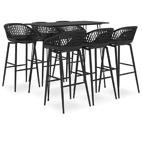 vidaXL Ensemble de bar 7 pcs Noir