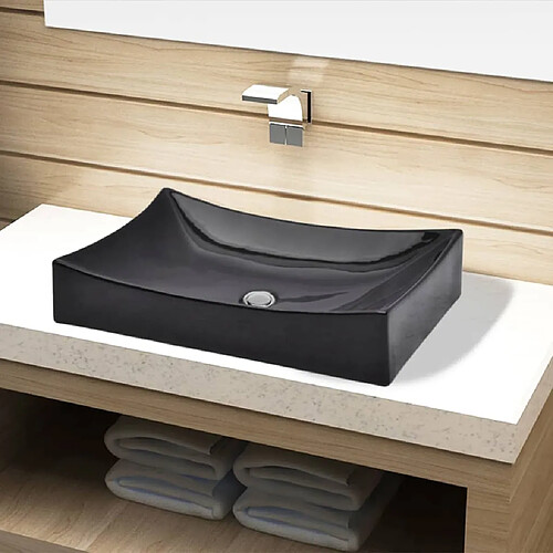 vidaXL Vasque rectangulaire céramique Noir pour salle de bain