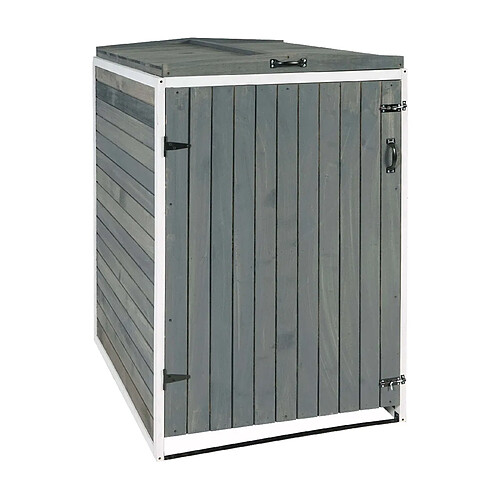 Decoshop26 Abris poubelles pour deux bacs normaux 126 x 80 x 98 cm bois mvg gris-blanc 04_0007002