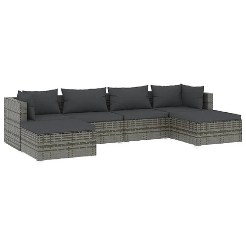 Maison Chic Salon de jardin 6 pcs + coussins - Mobilier/Meubles de jardin - Table et chaises d'extérieur Résine tressée Gris -MN43140