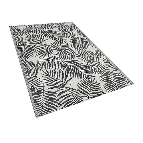 Beliani Tapis extérieur noir au motif feuilles de palmier 180 x 270 cm KOTA