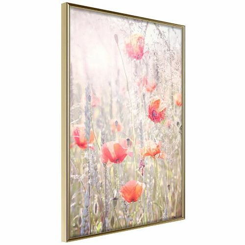 Paris Prix Affiche Murale Encadrée Poppies 40 x 60 cm Or