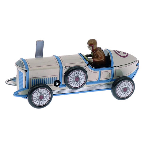 Bass Et Bass Voiture de Course Bleue 13 Cm Mecanique a Cle