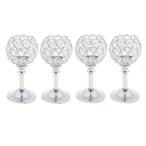 4pcs cristal bougie titulaire bougie chauffe-plat chandelier argent - s