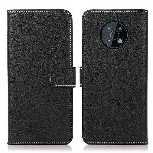 Etui en PU texture litchi, fermoir magnétique avec support, noir pour votre Nokia G50