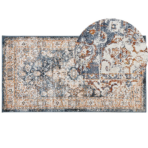 Beliani Tapis beige et bleu 80 x 150 cm DVIN